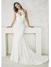 Halter Neck Ivory Lace Chiffon Wedding Dress